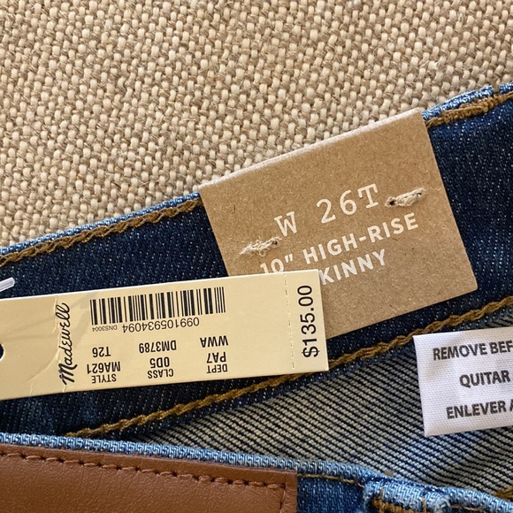 NEW MADEWELL 10” HIGH RISE SKINNY JEANS MA621 WENDOVER WASH - Picture 9 of 12